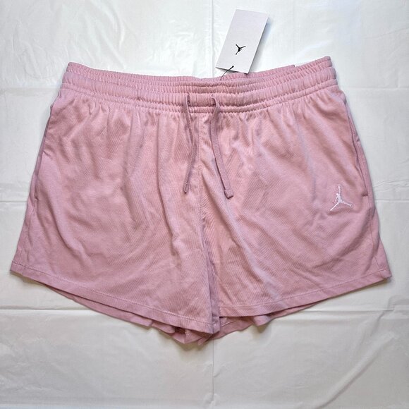NEW Jordan Womens Pink Knit Shorts w Pockets Streetwear Size Large Nike Athletic - Picture 1 of 7